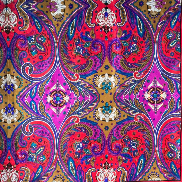 Christian Dior Vintage Paisley Pattern Scarf Multicolor Luxury 100% Silk - Picture 4 of 16